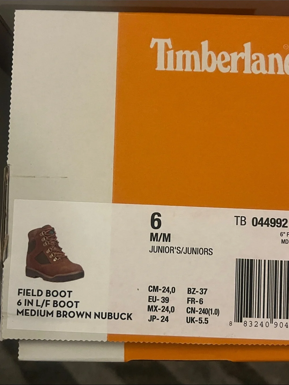 Timberland 6” Field Boots Brown Boys Youth Size 6